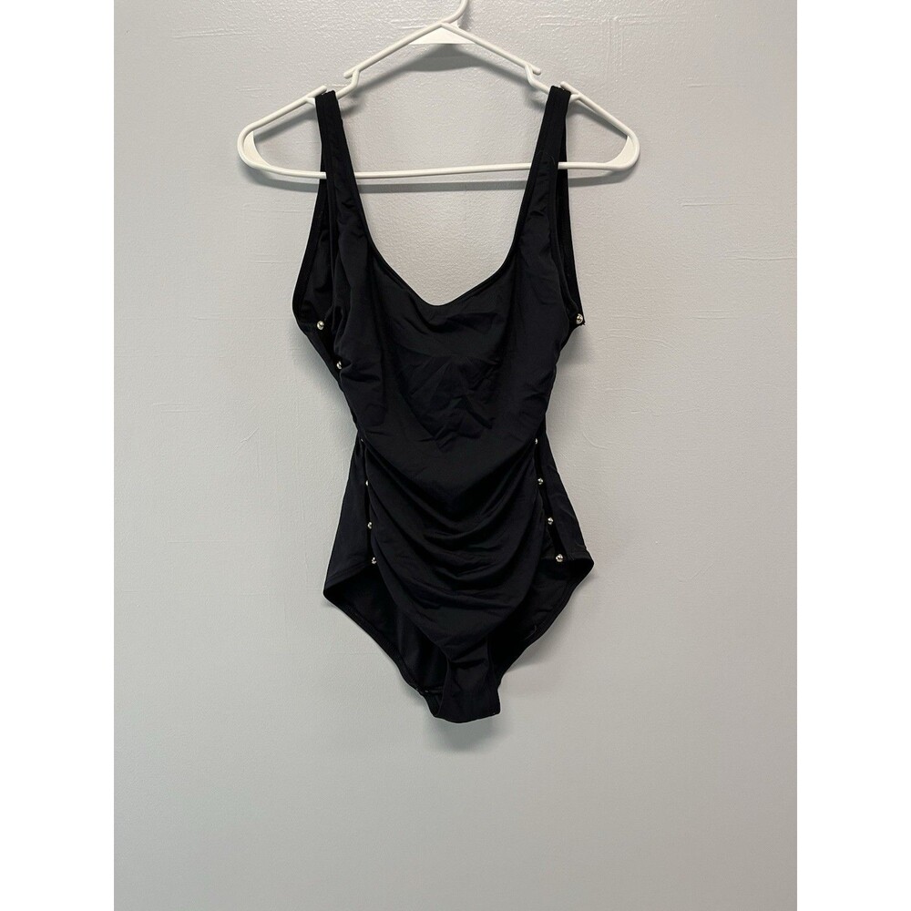 Carmen Marc Valvo Women’s Black One-Piece Swimsuit Size 6 Wide Strap Lined